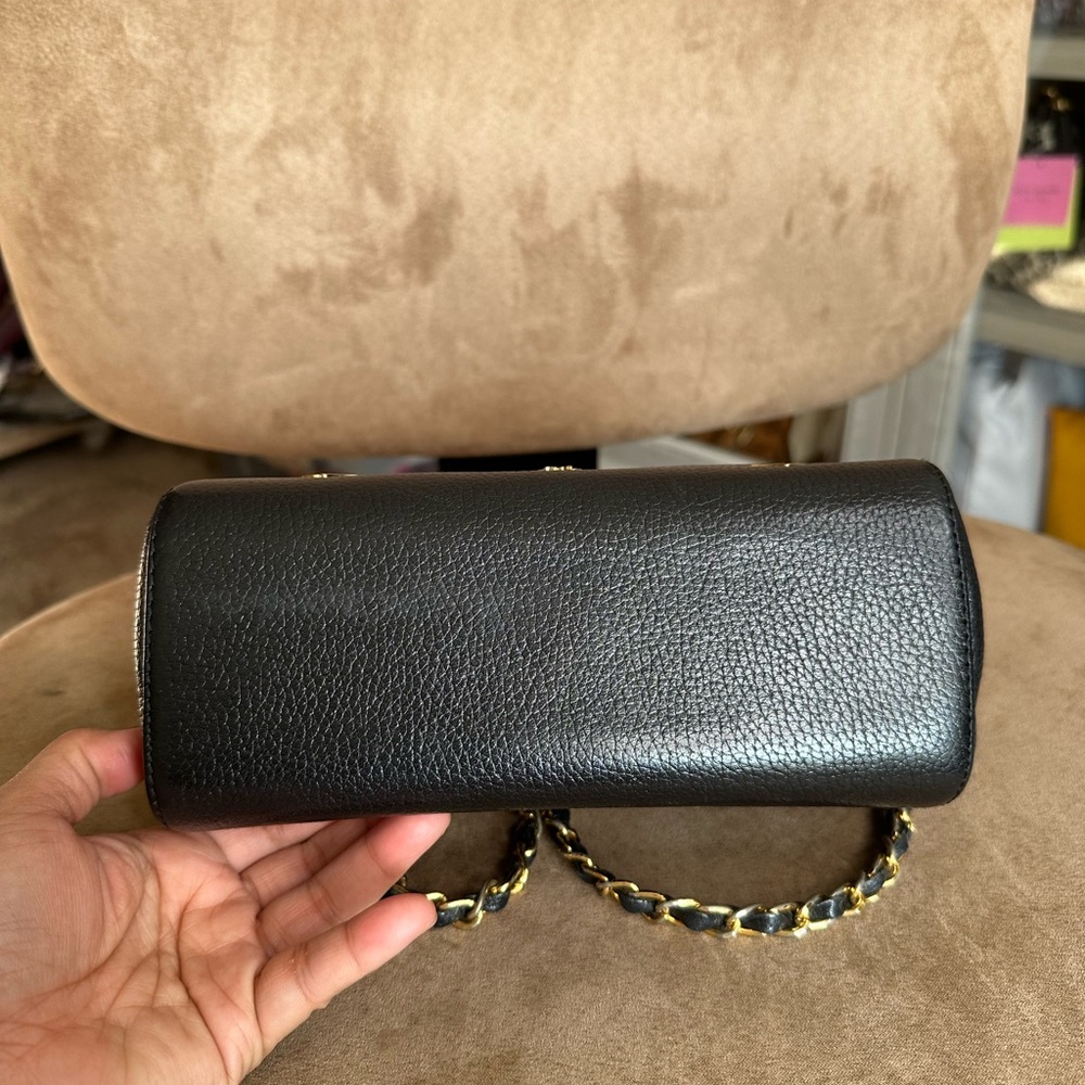 MCM Black Leather w/ Gold Chain Crossbody Bag, Good Condition - Picture 9 of 15